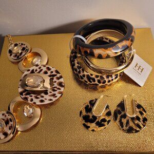 Earrings - Leopard Print and Gold. (great look with leopard print necklace)